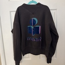 Isabel Marant Etoile Black Graphic Logo Sweatshirt Women’s Crewneck Pullover S picture