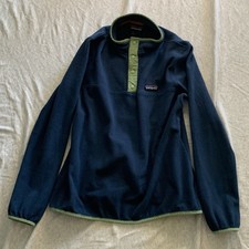 Men's Medium Patagonia Snap-T Navy/Mint Pullover Jacket picture