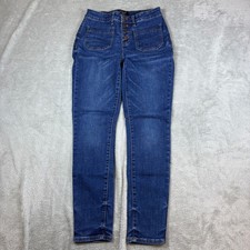Judy Blue Jeans Women 9/29 (Fits 28x27) Skinny Fit Whiskered Faded Stretch Blue picture