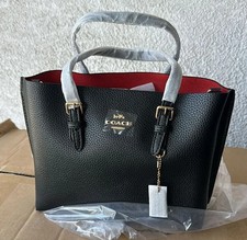 COACH C4084 Small Mollie Tote 25 Cross grain Leather Black picture
