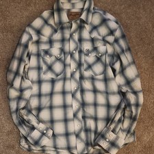 Wrangler Retro pear snap Men's XL Shirt Blue Plaid Long Sleeve Western Shirt picture