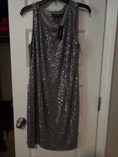 Women’s Candalite Formal Dress Size L Gray Sequence Sleeveless picture