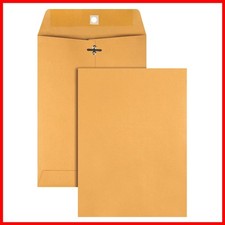 Quality Park Gummed Kraft Clasp Envelopes 7.5x10.5 Box of 100 Light Brown 37875 picture