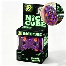 NeeDoh Nice Cube Halloween Edition Spooky Squish Fidget Stress Toy Purpl Pumpkin picture