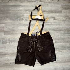 Chubbies Men’s XL Brown Lederhosen Shorts Suspenders Oktoberfest Bavarian Costum picture
