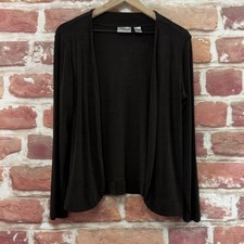 Chicos Travelers Shrug Top Womens M Dark Brown Buttonless Slinky Shirt Topper picture