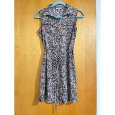 LOFT Floral Sleeveless Dress; belted with collar, midi length picture