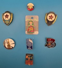 Vintage Russian 8 Pin/Badge Lot: Military, Industry and Travel Collectibles picture