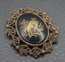 Vintage Aries Zodiac Cameo Ram April May Birthday Convertible Brooch Pendant picture