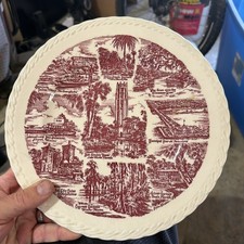 Vernon Kilns Red And White Florida Empire Of The Sun State Plate 10 1/2” picture