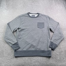 Gap Sweatshirt Mens Large Gray Striped Pocket French Terry Crew Neck Pullover picture