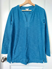 J. Jill Women's Blue Solid Knit Tunic V-Neck Long Sleeve Stretch Top Size S picture