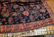 Vtg Pashmina Fringed Large Scarf/Sari-Cashmere/Silk  75
