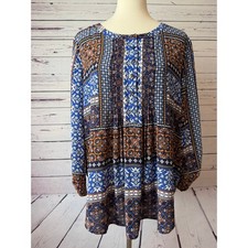 Daniel Rainn Bilson Pleat Detail Top XXL NWT Paisley Boho Blouse Peasant 2XL picture