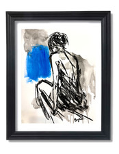 Guajardo Art Original 14x11 Expressionist Seated Figure Gestural Painting Signed picture