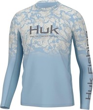 NEW HUK Men's Cystal Blue Icon X Crew Long-Sleeve Performance Fishing Shirt Smal picture