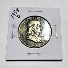 1958-D Franklin Half Dollar 50C Business Strike 90% Silver KM#199 picture