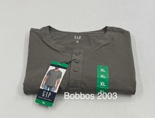 GAP Men’s Short Sleeve Henley Tee, Gray, Size XL picture