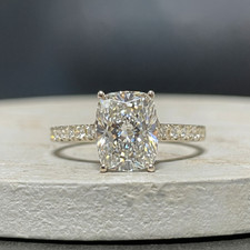 2.44ct IGI Certified Lab Grown Diamond Engagement Ring Cushion 14k Yellow Gold picture