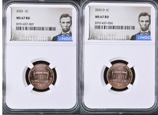 2025 P&D Lincoln Shield Cent 1C NGC MS67 RD Lincoln Label THE LAST REAL PENNY picture
