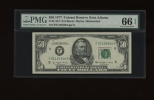 DBR 1977 $50 FRN Atlanta Gem Fr. 2119-F PMG 66 EPQ Serial F01100340A picture