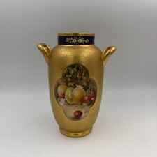 Antique Pickard Vase 7” Hand Painted Fruit Signed Vokral Etched China Mark 9 picture