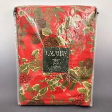 Ralph Lauren Holly Pine Cones 60x 104 Oblong Fabric Tablecloth Holiday Christmas picture