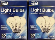 Simply for Home A19 Clear Sixty W Incandescent Light Bulbs 2-Pack picture