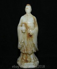 10” Rare Old Chinese White Jade Carving Dynasty Palace Confucius Sculpture picture