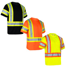 Hi Vis Safety Shirt ANSI Class 3 Reflective Short Sleeve Construction Work Shirt picture