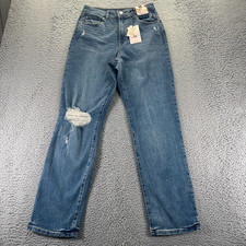 Sincerely Jules Jeans Womens 9 Blue Cotton Denim Straight Leg Distressed Stretch picture