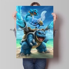 Squirtle Wartortle Blastoise Evolutions PokeArt Canvas Poster Wall Art HomeDecor picture