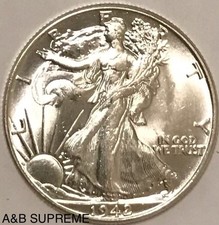 1942 Walking Liberty Half Dollar From OBW Roll Estate CH-GEM Bu Unc 90% Silver picture