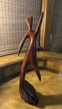 MCM Wood Sculpture By Famous Guam Artist Michael Genereux Signed 1950’s-80’s picture