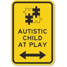 Autistic Child At Play Bi Directional Arrow Aluminum Weatherproof Sign p967 picture