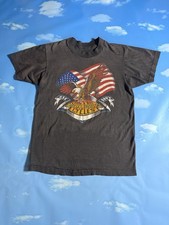 1980s Harley Davidson 3D Emblem T Shirt Early Design Eagle Biker Sun Faded Black picture