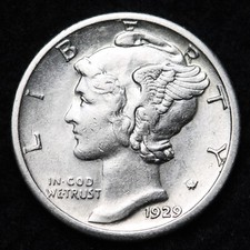 1929-S Mercury Silver Dime Nice AU  picture