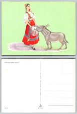 Vintage Postcard: Sardinia Desulo Traditional Costume Woman & Donkey Italy picture