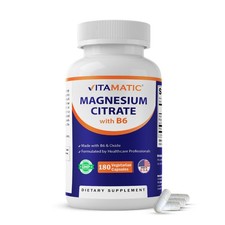 Vitamatic Magnesium Citrate 500mg per Serving - 180 Vegetarian Capsules (Provide picture