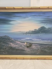 WINSTON HUGE ORIGINAL OIL ON CANVAS WAVES SEASCAPE PAINTING 40W×28H picture