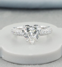 3.21 CTW Heart Cut Lab-Grown Diamond Engagement Hidden Halo Ring,IGI Certified picture