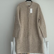 Vince Textured Soft Sculpted Car Coat Large Beige Longline Wool Alpaca Blend picture