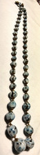 Vintage Venetian Rare Blue Center Murina Glass Beads Beaded Necklace picture