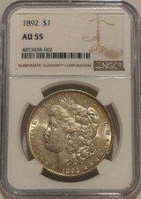 1892 P Morgan Silver Dollar NGC AU55 Tougher Date Morgan picture