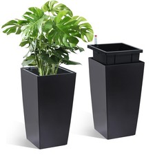 GARVEE Tall Square Self Watering Planter/Plant Pots w/Water Level Indicator 2PCS picture