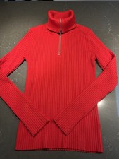 Maeve Women’s Top From Anthropology Size M  In Red Color With 3/4 Zipper Closure picture