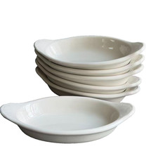 6-pcs Vintage Hall China 527 White Oval Au Gratin Baker Welsh Rarebit Dish USA picture