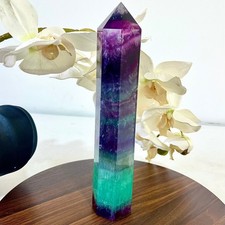 2.33LB Natural colored fluorite crystal engrave obelisk Crystal pillar picture