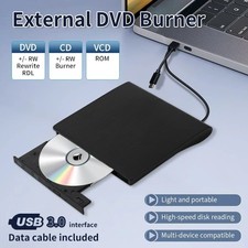 Slim External CD DVD RW Drive USB 3.0 Writer Burner Player Black For Laptop PC picture