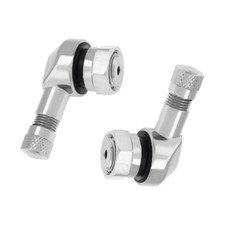 Yourkar 2 PCS Motorcycle Tire Valve Stems, 90 Degree Angle Metal Silver picture